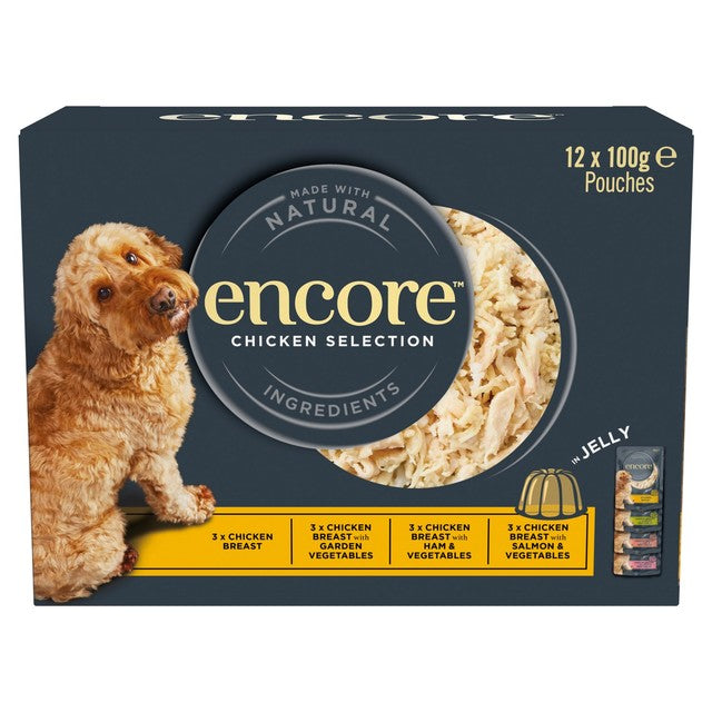 Encore chicken jelly selection dog food pouches 12 x 100g - British product