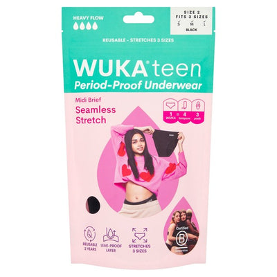 M&S WUKA Teen Stretch Periodusbukser Midi Brief Tung Flow Alder 12-16 - Kjøp online hos McGrocer