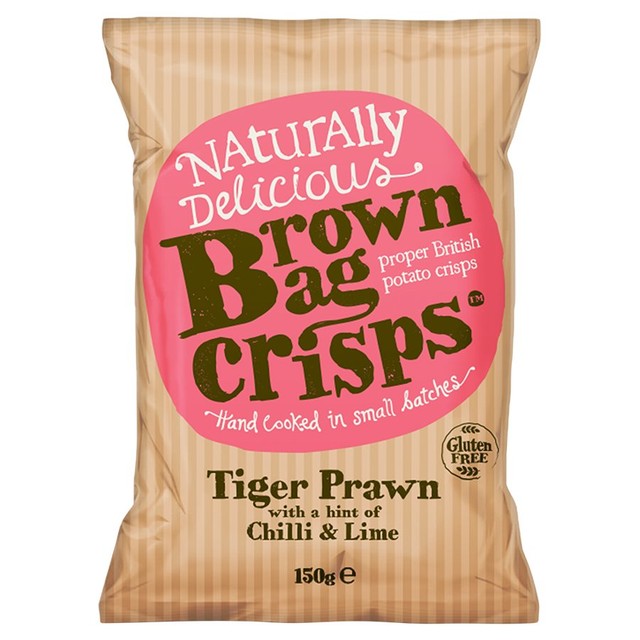 Brown Bag Tiger Prawn with Chilli and Lime hand-cooked potato crisps 150g - British product