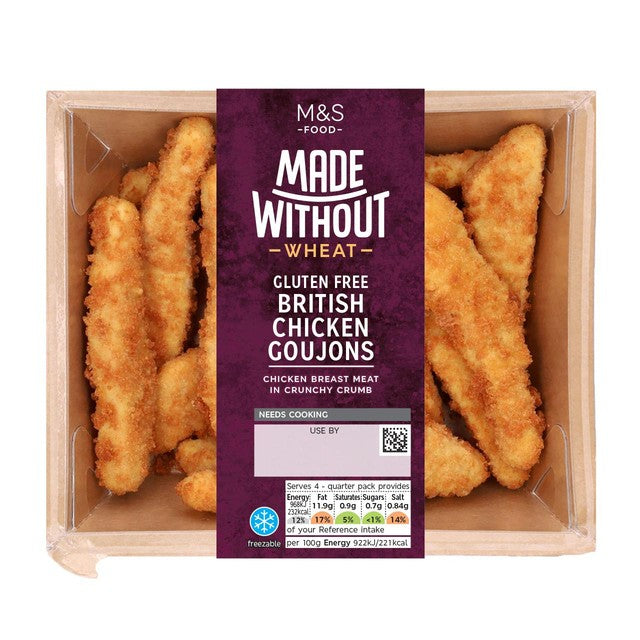 Tiras de pollo M&S sin gluten, 420 g, importadas del Reino Unido.