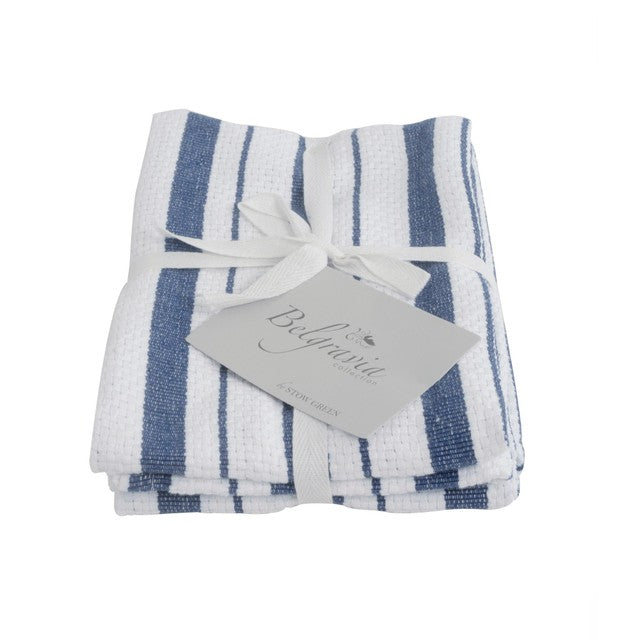 Eddingtons Belgravia basket weave tea towels blue, 2 pack - British product