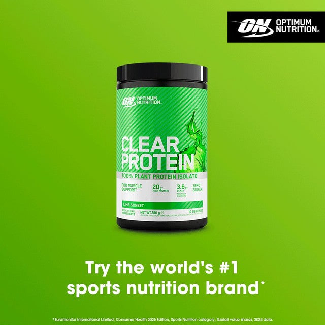 Optimum Nutrition plant protein powder lime sorbet 280g, imported from the UK