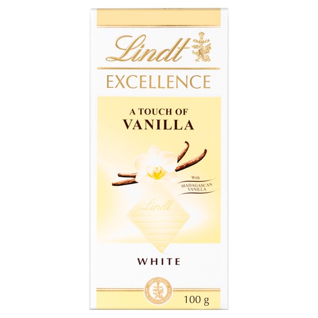 Lindt natural vanilla white chocolate bar 100g, UK version