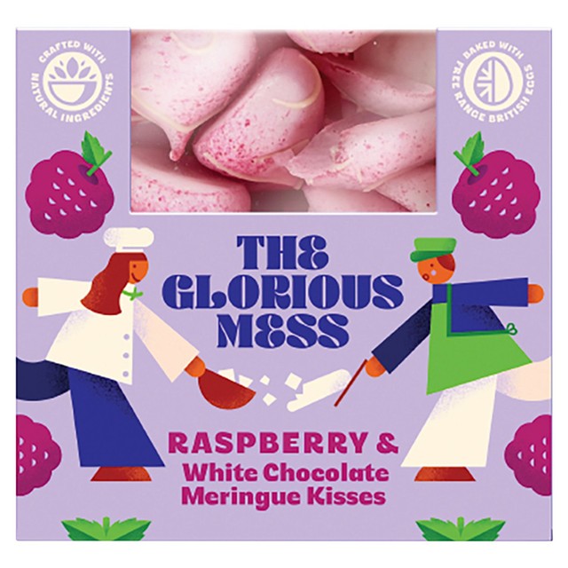 Flower & White Raspberry meringue kisses 100g (British brand)