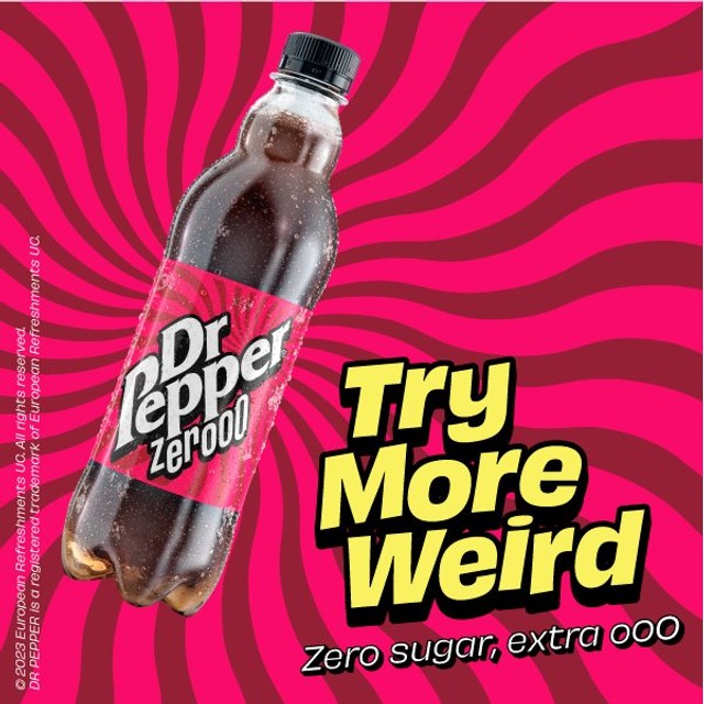 Dr Pepper Zero soft drink 12x500ml - British product