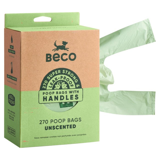 Beco Pets unscented poop bags with handles 270 pack - British product