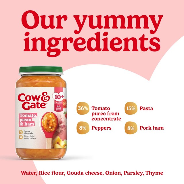 Cow & Gate tomato ham pasta baby food jar 200g - British product