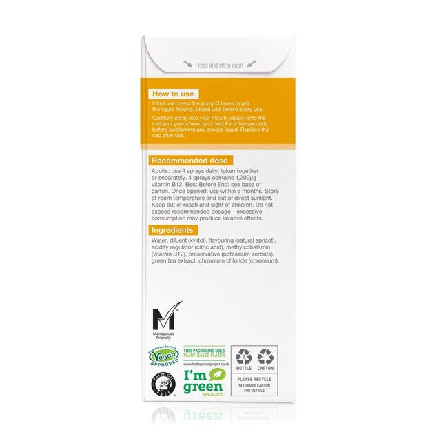 Better You Boost B12 Oral Spray Apricot Flavour 25ml - British product