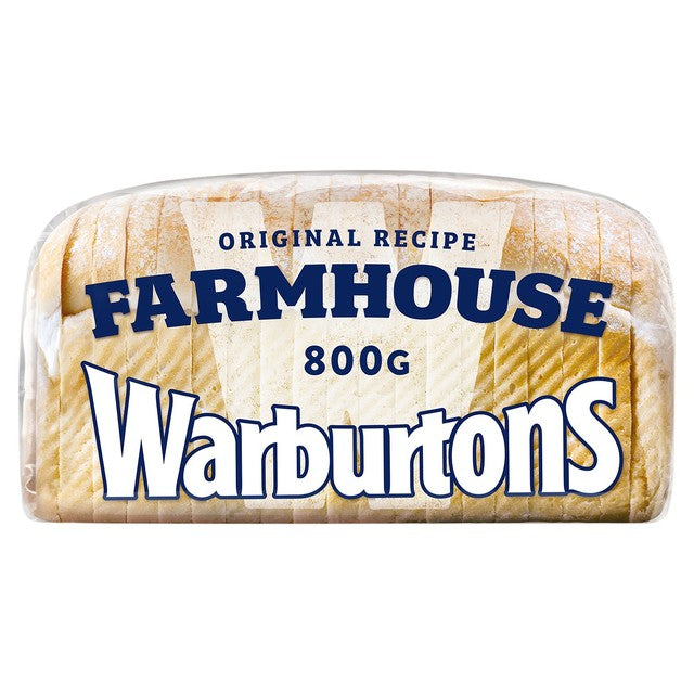 Warburtons soft white farmhouse loaf thick sliced 800g (British brand)