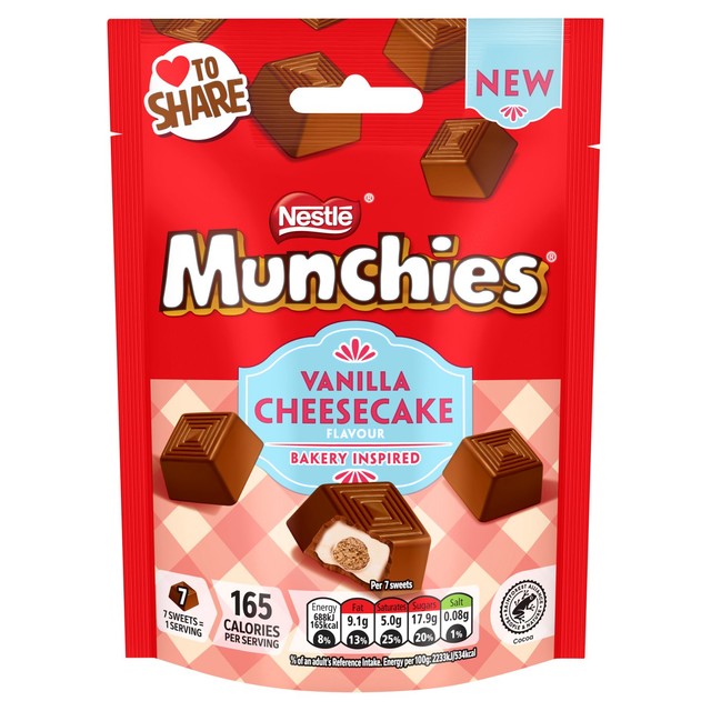 Munchies Vanilla Cheesecake Flavour chocolate sweets 97g, imported from the UK