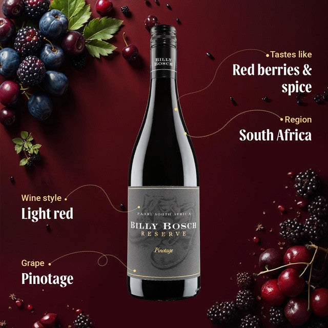 Billy Bosch Pinotage Red Wine 75cl - British product