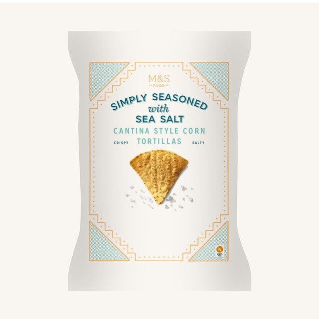 M&S Cantina lightly salted tortilla chips 150g, imported from the UK