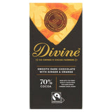 Divine dark chocolate bar with ginger and orange, 90g - British product