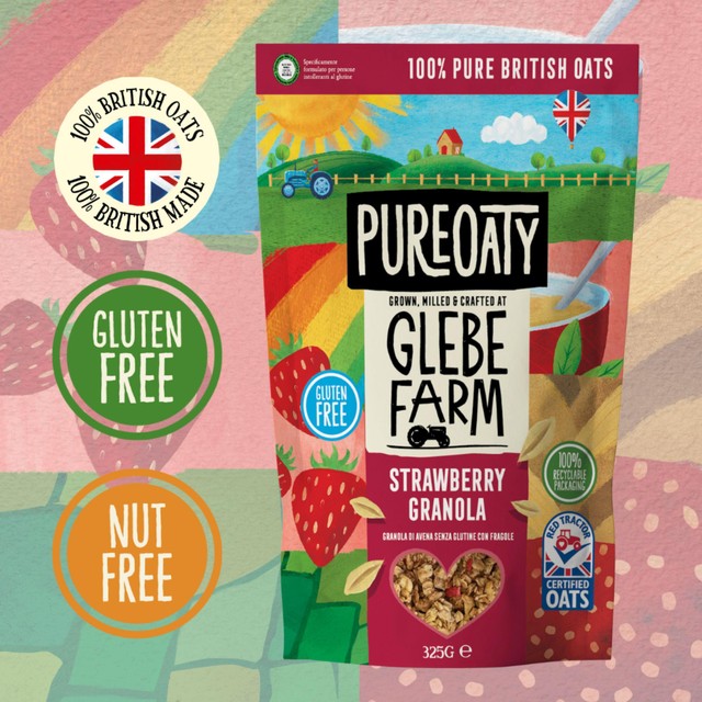 Glebe Farm strawberry oat granola 325g, UK version