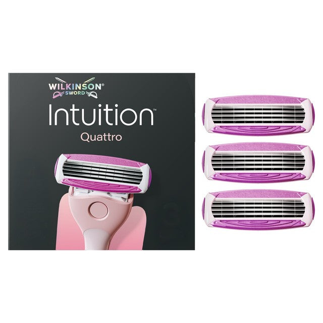 Wilkinson Sword Intuition Quattro razor blade refills 3-pack (British brand)