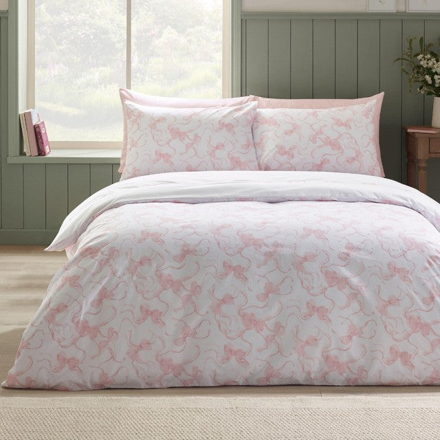 Catherine Lansfield bow embroidery single duvet set, imported from the UK