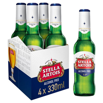 M&S Stella Artois Belgian Alcohol-Free Lager Beer 4 x 330ml- Buy online at McGrocer