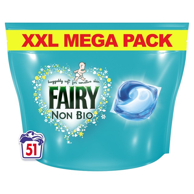Fairy Non Bio Pods laundry detergent capsules for sensitive skin 50 washes - British product