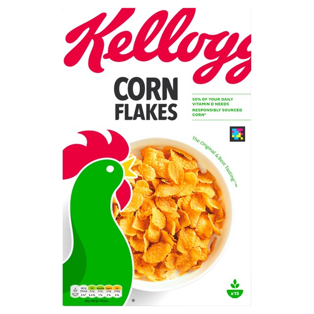Kellogg's Corn Flakes breakfast cereal 450g, imported from the UK