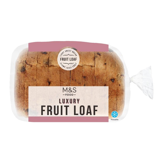 M&S fruit loaf with orange soaked vine fruits 400g, imported from the UK