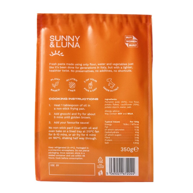 Sunny & Luna pumpkin gnocchi gluten free vegan (British brand)