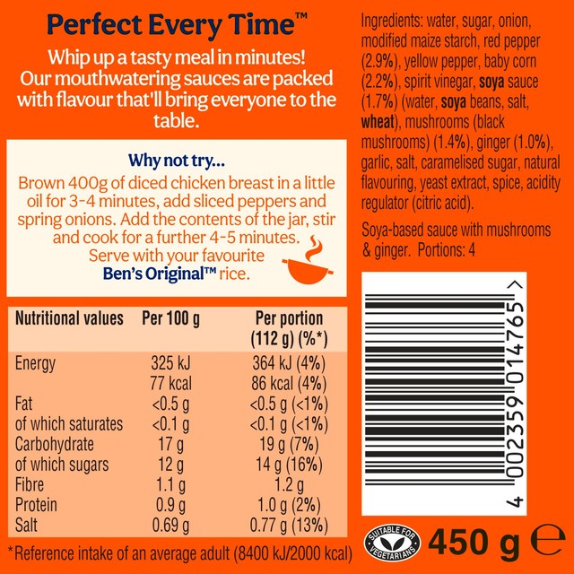 Ben's Original Cantonese cooking sauce 450g - British product