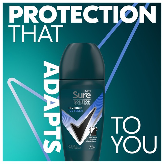 Sure men's antiperspirant deodorant roll on invisible ice fresh 50ml (British brand)