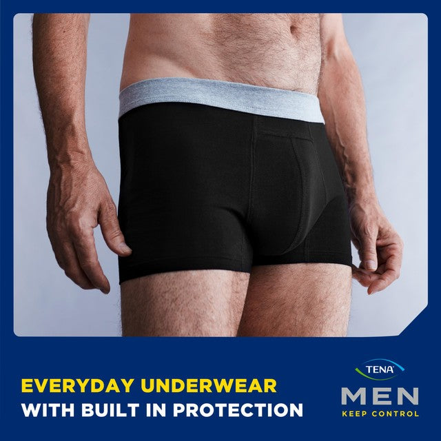 TENA Men Washable Incontinence Boxer Black Size Large (British brand)