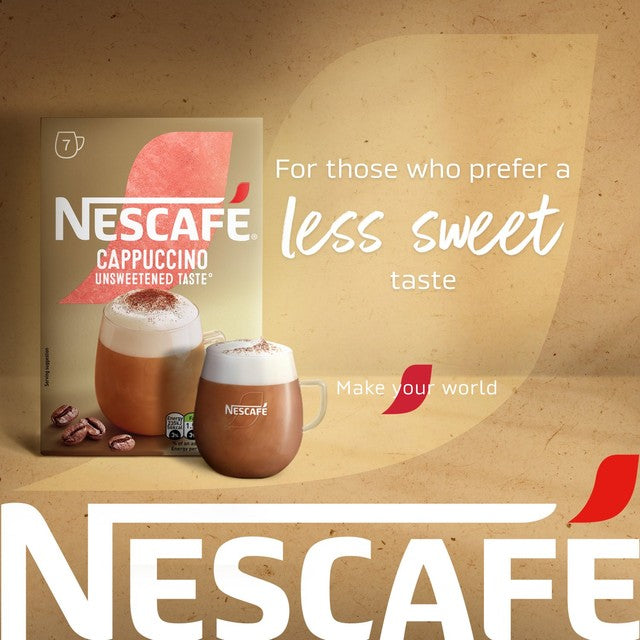 Nescafe Cappuccino unsweetened instant coffee 7 sachets, imported from the UK