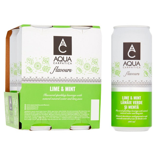 Aqua Carpatica lime & mint sparkling flavoured water 4 x 330ml - British product