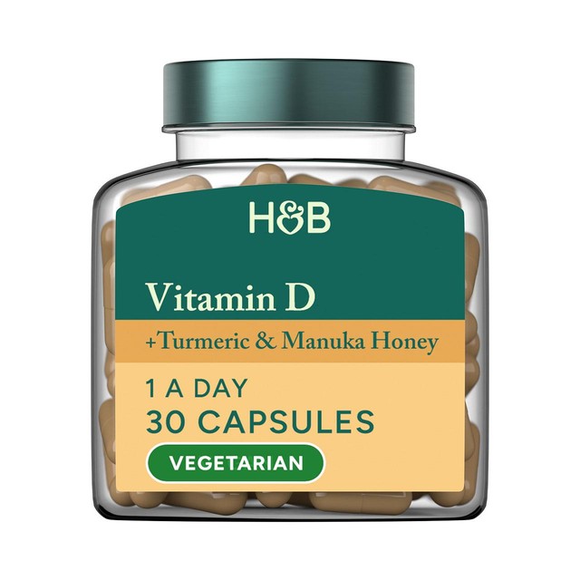 Holland & Barrett Vitamin D Turmeric Manuka Honey Capsules 30 capsules, UK version