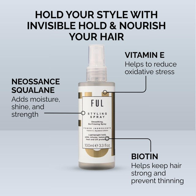 FUL heat protectant volumising styling spray 100ml - British product