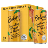 Belvoir Farm Mango Peach sparkling drink 4 x 330ml cans - British product