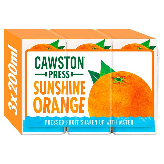 Cawston Press Sunshine Orange juice drink 3 x 200ml cartons - British product