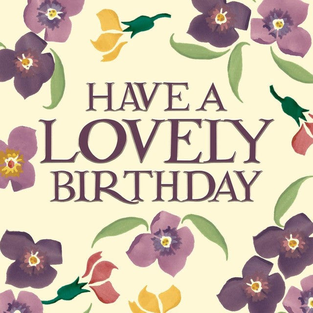 Woodmansterne Emma Bridgewater purple flowers birthday card - British product