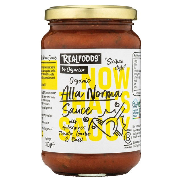 Realfoods organic alla Norma pasta sauce 350g, imported from the UK