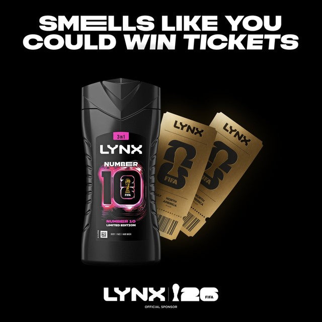 Lynx Number 10 shower gel limited edition FIFA packaging, imported from the UK