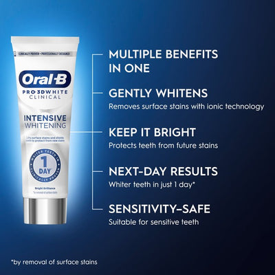 M&S Oral-B 3D White Clinical Intensive Whitening Mint Fusion Toothpaste 75ml - Achetez en ligne sur McGrocer