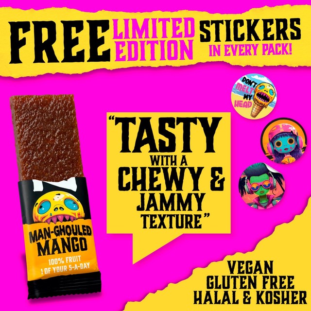 Zombie Snacks man-ghouled mango fruit bars 100g multipack (British brand)