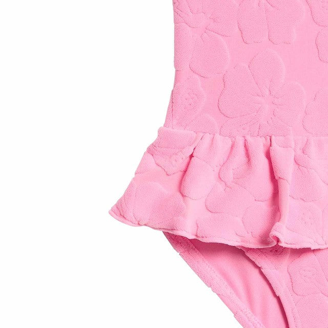 M&S girls pink floral swim costume 3-4 years, imported from the UK