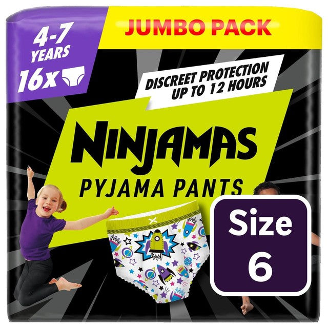Pampers Ninjamas Pyjama Pants Boys 4-7 Years 16 Pack, imported from the UK