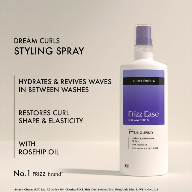 John Frieda Dream Curls styling spray for curly hair, UK version