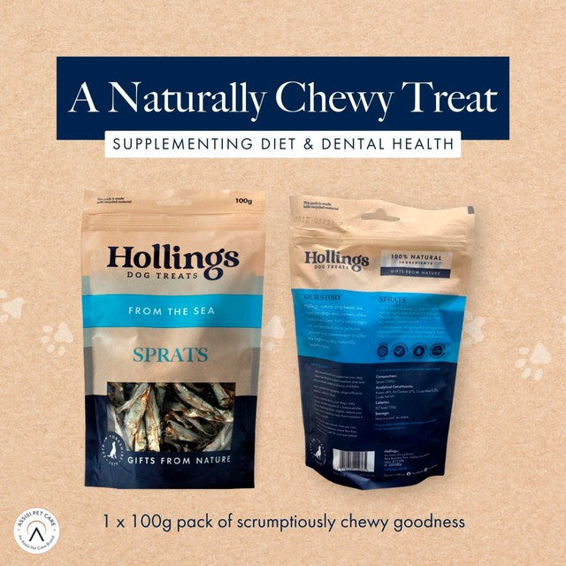 Hollings Sprats dog treats 100g, UK version
