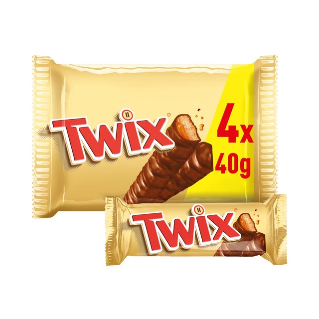 Twix Caramel & Milk Chocolate biscuit bars 4 x 40g (British brand)
