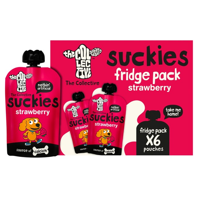 The Collective strawberry kids yoghurt pouches 6 x 90g (British brand)