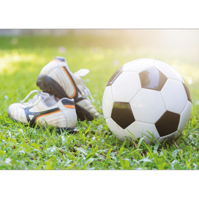 Abacus football boots birthday card - British product