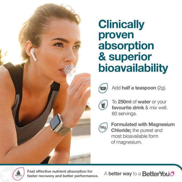 BetterYou Magnesium Max Original Powder supplement 375mg - British product