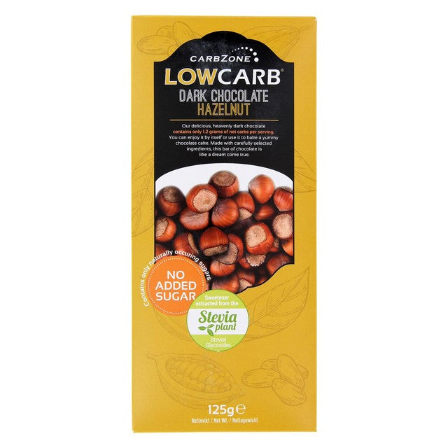 Carbzone low carb dark chocolate with hazelnuts 125g - British product