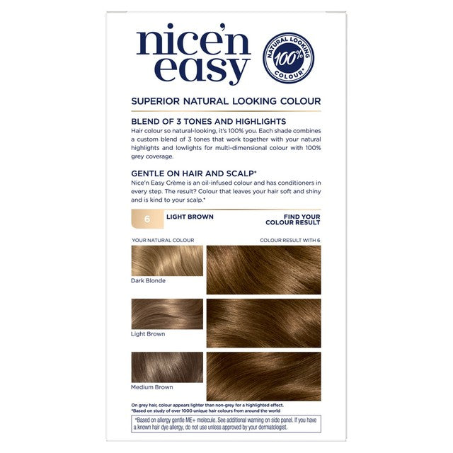 Clairol Nice'n Easy Light Brown hair dye - British product