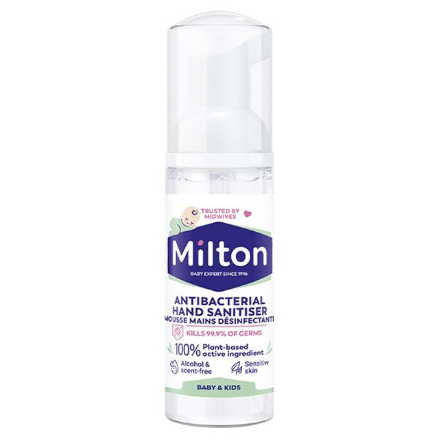Milton Antibacterial Hand Sanitiser Foam 50ml, imported from the UK